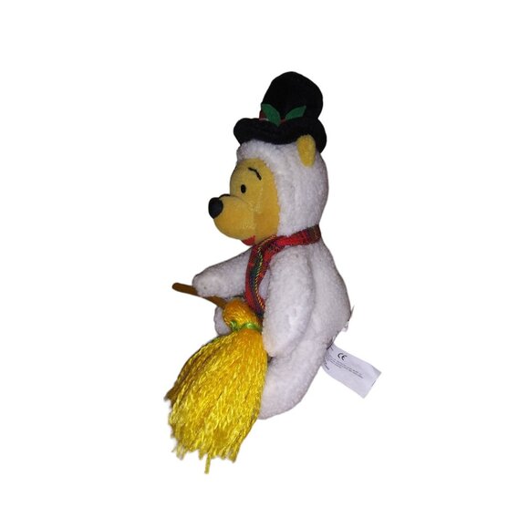 Snowman Pooh Disney Store Stuffed Plush Winnie the Pooh with Broom Bean Bag Toy - Picture 2 of 12